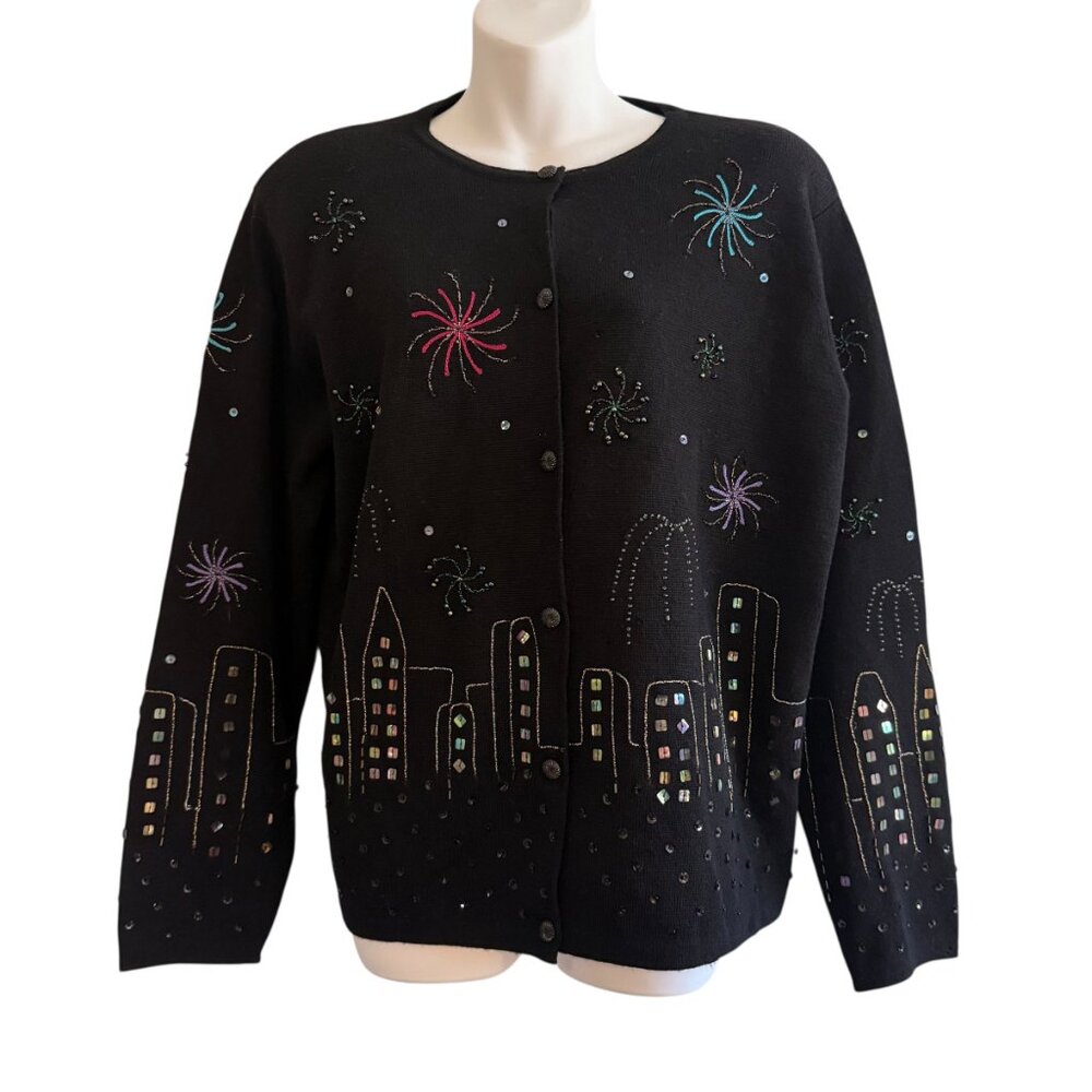 Vintage Robert Scott Y2K 2000 NYE Wool Cardigan | XL - Picture 4 of 13